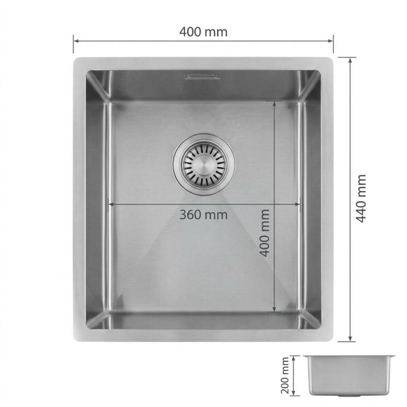 Pure.Sink Luxion RVS spoelbak 36x40 cm onderbouw, vlakinbouw en opbouw  PLX3640-02
